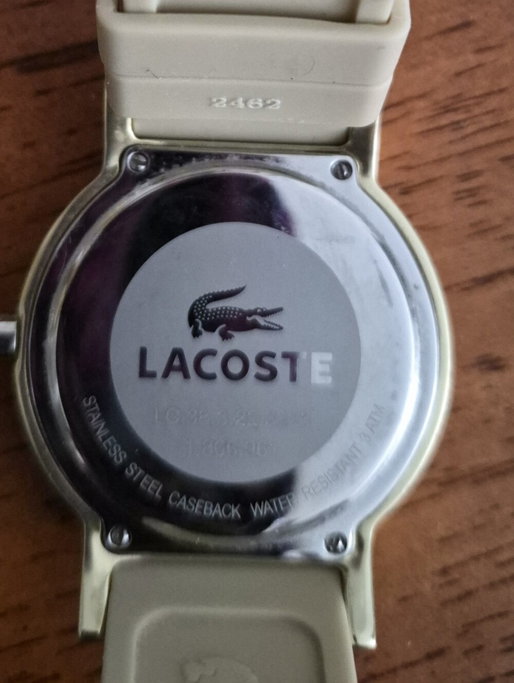 Lacoste Silver Watch with Cream Silicone Strap - Picture 2 of 4